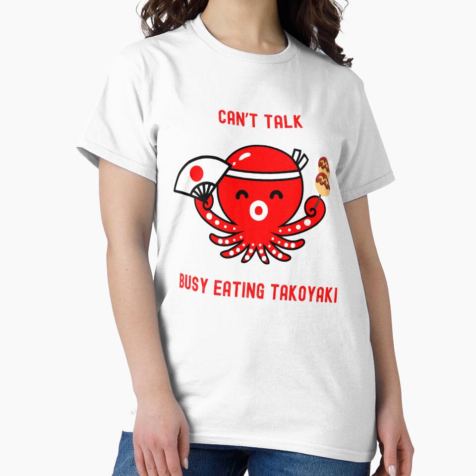 Can’t Talk, Busy Eating Takoyaki Funny by EvocatiVerse Unisex , , , Long Sleeve Tee