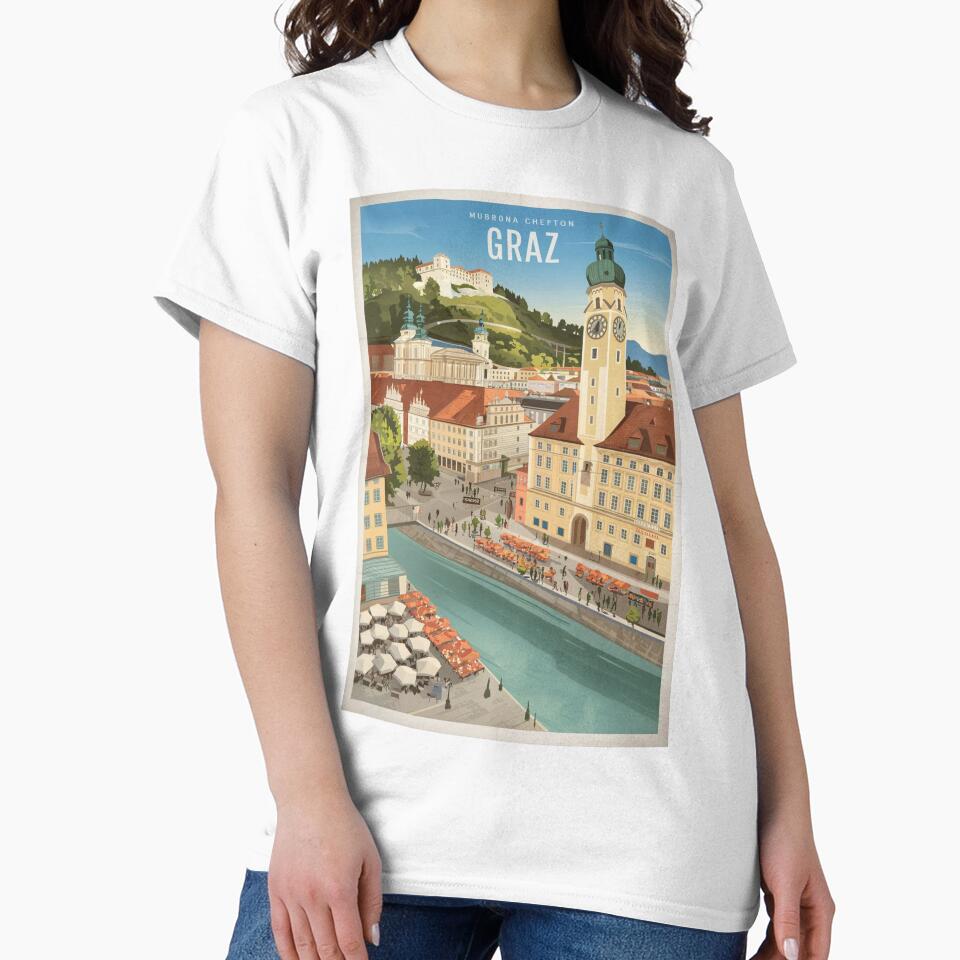 Graz Vintage Travel Poster by TravelerRat Unisex , , , Long Sleeve Tee