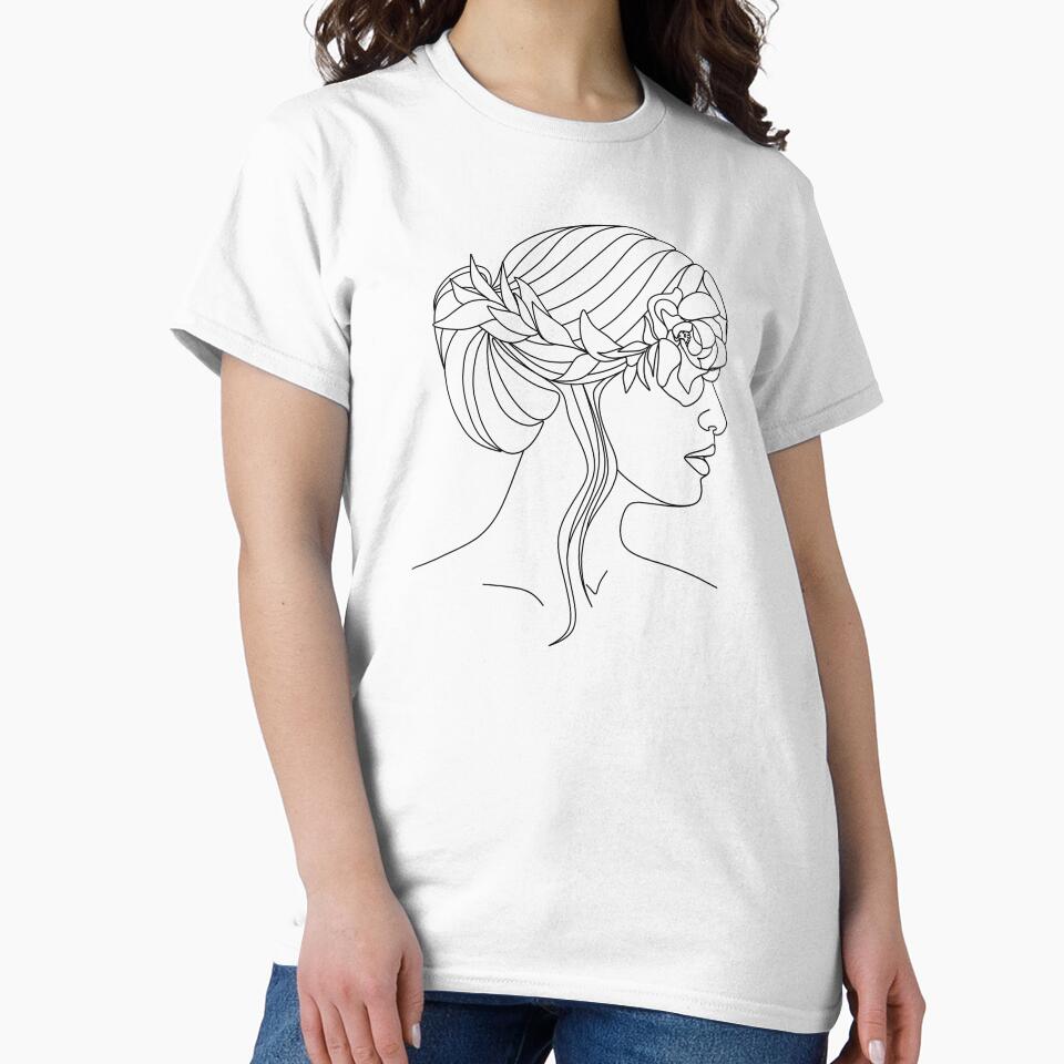 Continuous Line Drawing Floral Updo | Simple Nature Aesthetic by ZentroShop