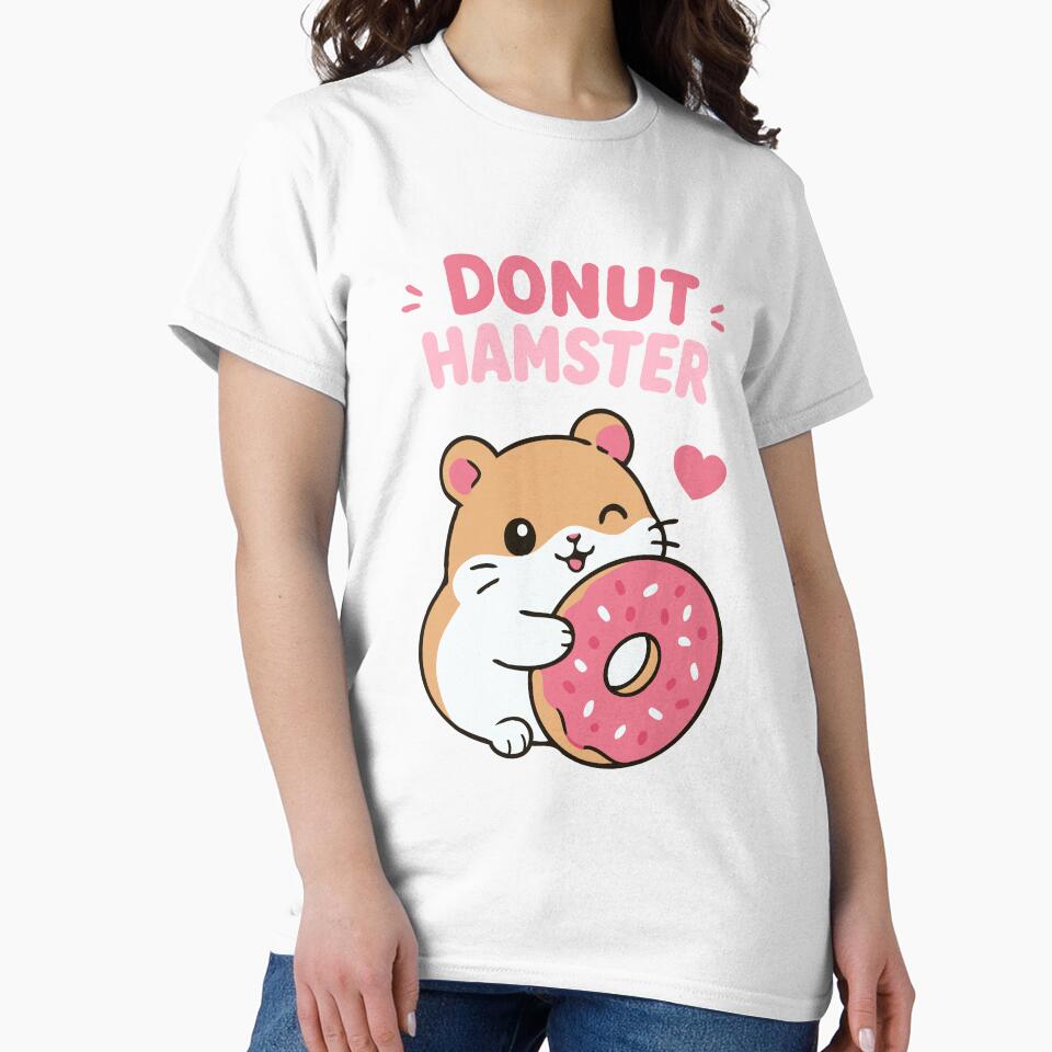 Timid Hamster Donut Sticker Variant - Tee by RedStreamStudio Unisex , , , Long Sleeve Tee