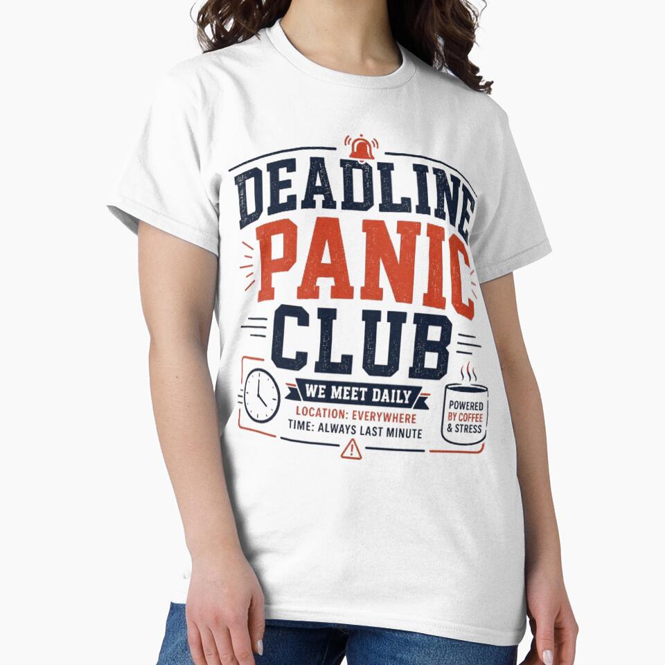 Deadline Panic Club Funny Office Humor Design by Eng-Art Unisex , , , Long Sleeve Tee
