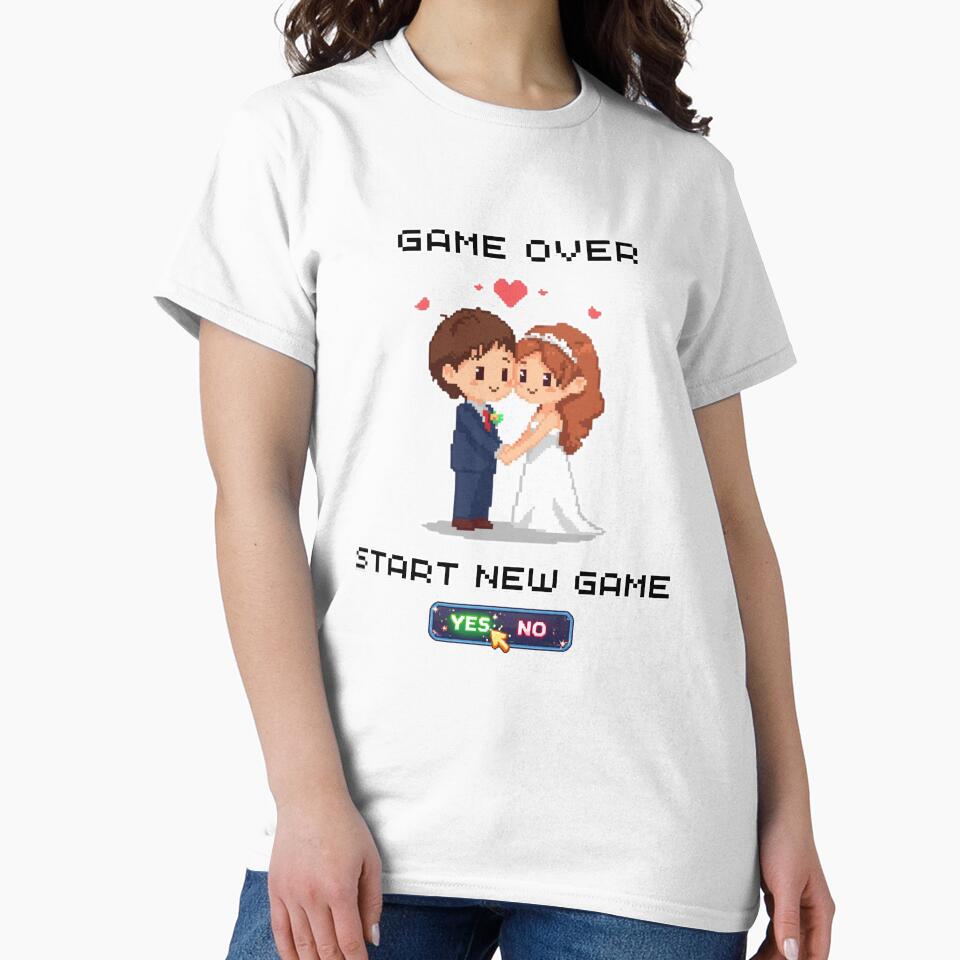 Game Over Start New Game | Wedding Pixel Art Retro Gamer Couple by Love&Geek