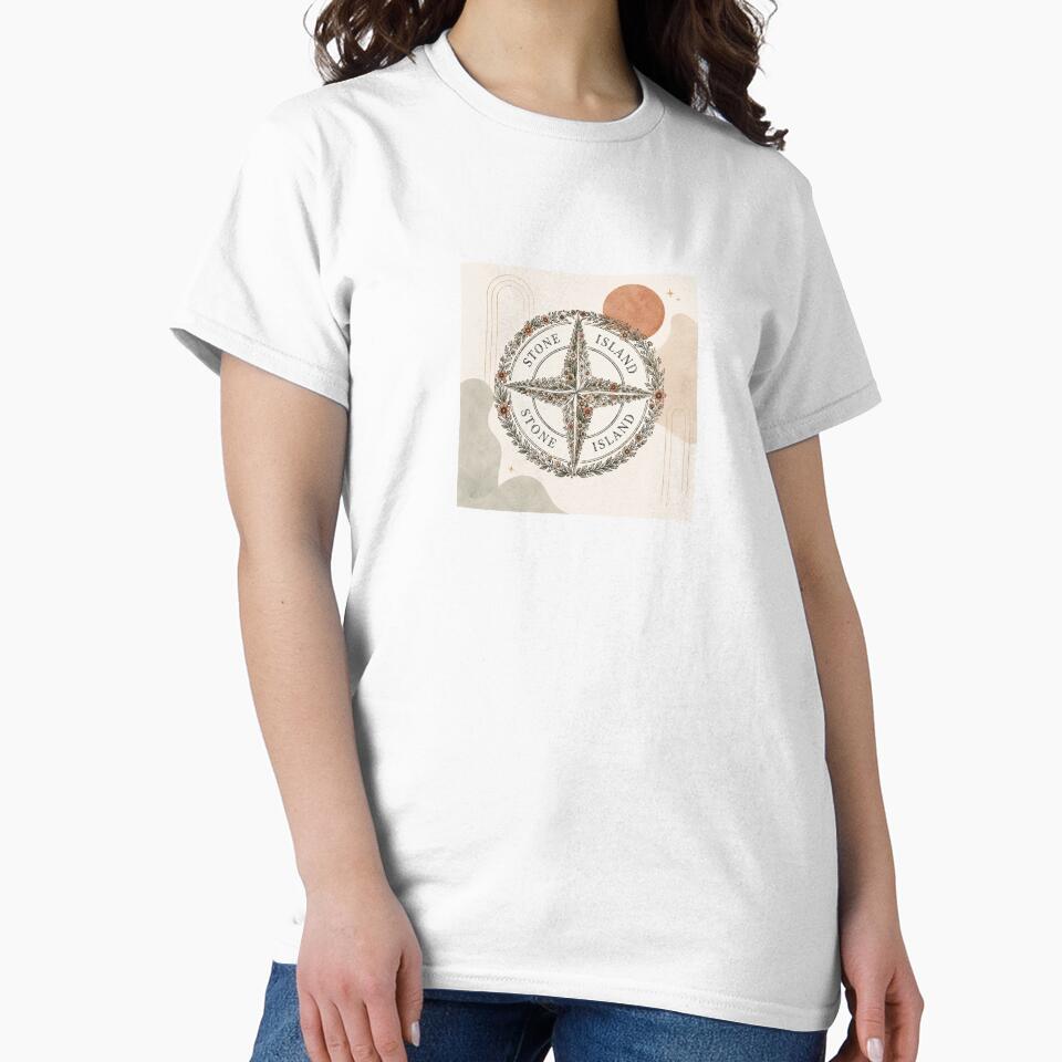 Minimalist Stone Island Floral Compass Print by AlexGreaney