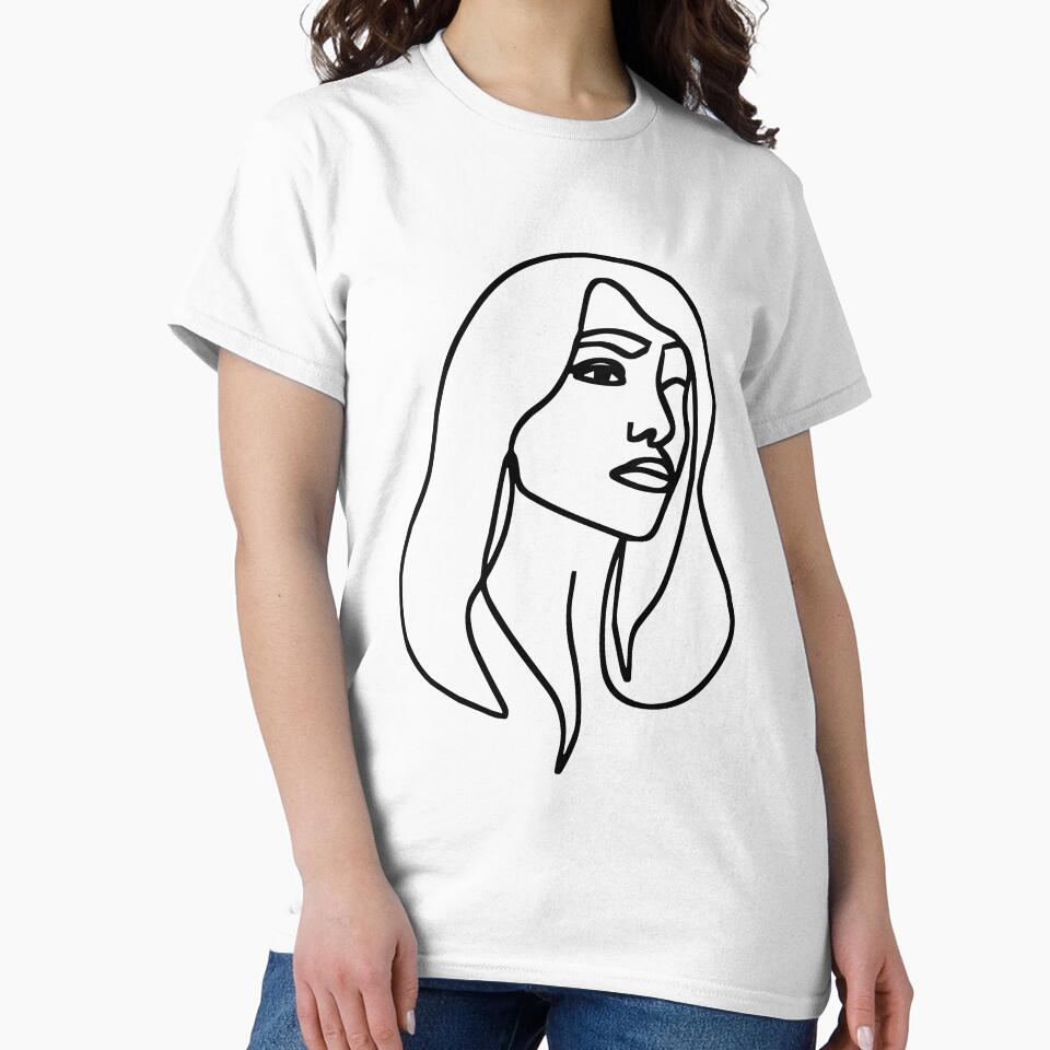 Abstract Modern Female Portrait Line Drawing by RLYGR8