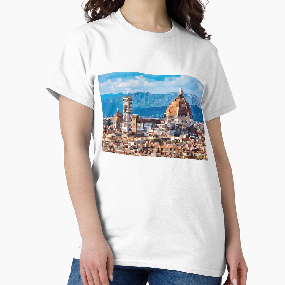 Pixelated Florence Cathedral by Potato Quality Prints Unisex , , , Long Sleeve Tee