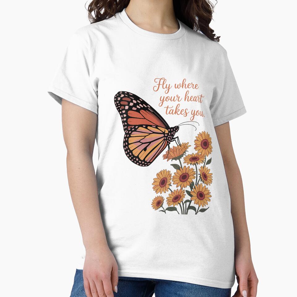 Fly where your heart takes you.unisex ,trendy clothing,Inspirational Aesthetic with Words by VasilisLamArt