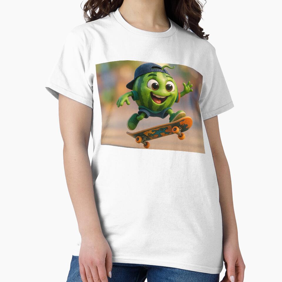 Skater Watermelon by Sillytoe Unisex , , , Long Sleeve Tee