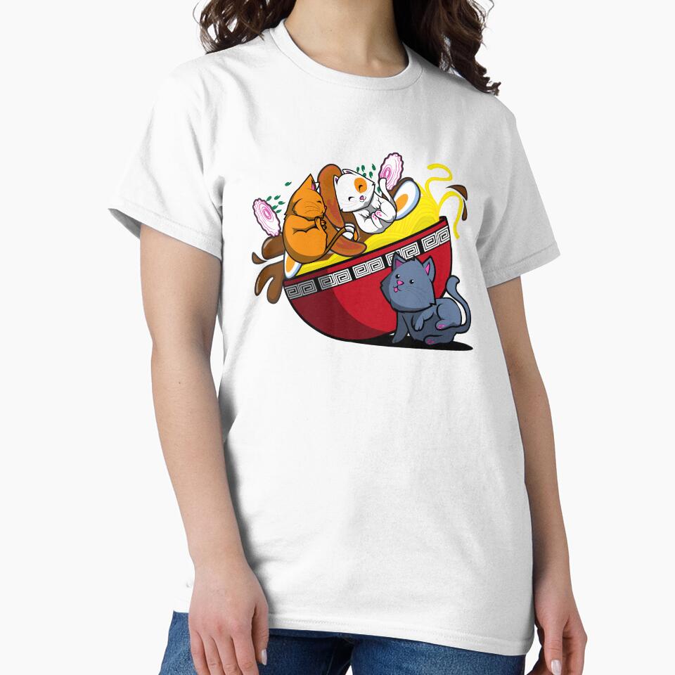 Kawaii Ramen Cat Noodles Japaneese Food by Phaedra Jones Unisex , , , Long Sleeve Tee