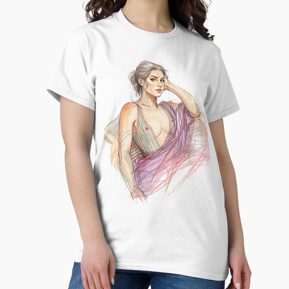 Contemporary Sketch of Woman in Saree by Creatby7030