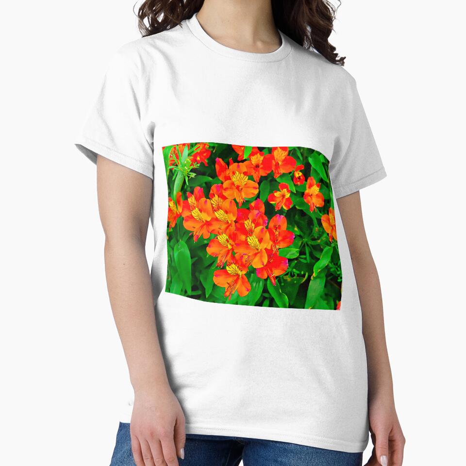 Vibrant Orange flowers summer pattern by santoshputhran Unisex , , , Long Sleeve Tee