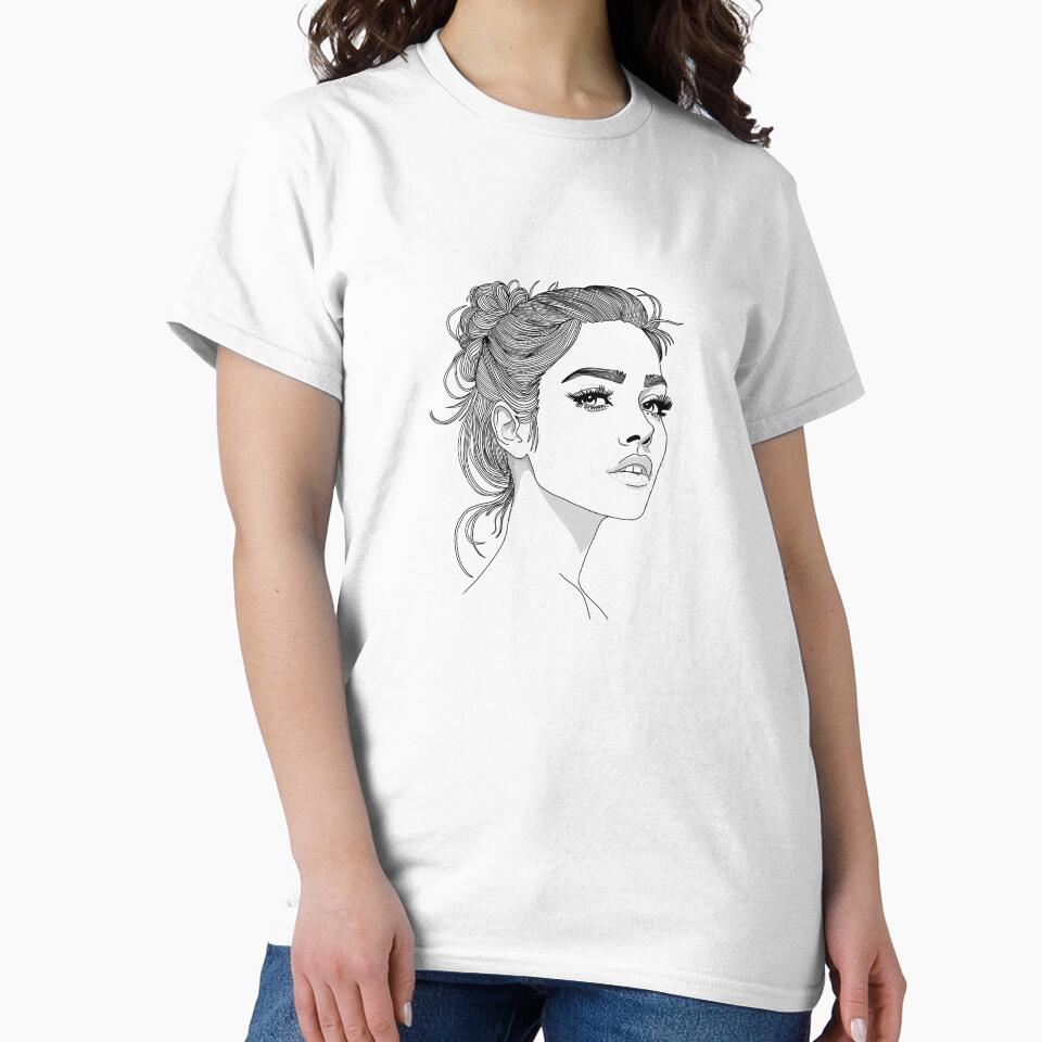 Minimalist Woman Line Art – Elegant Female Face Sketch Illustration by randomblink