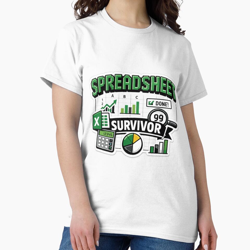 Spreadsheet Survivor Excel Humor Sticker by Crybyte Studio Unisex , , , Long Sleeve Tee