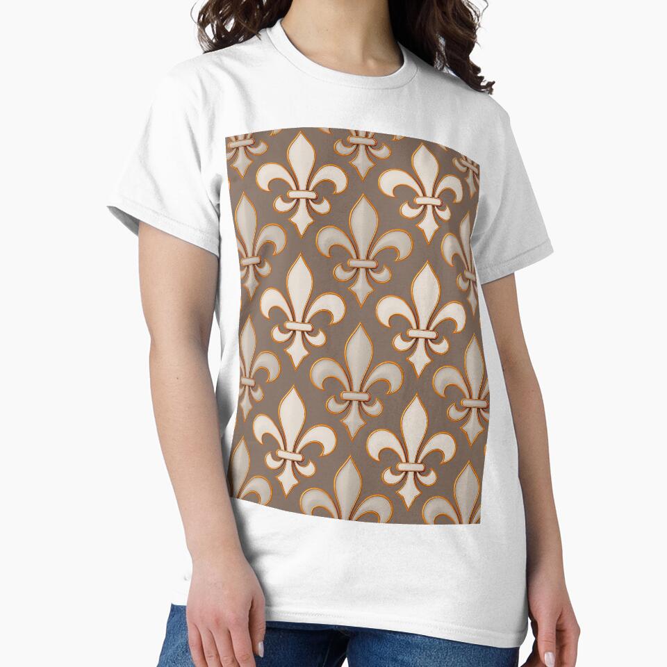 Neutral Earth Tone Fleur-de-lis Royal Design by PatternTitan