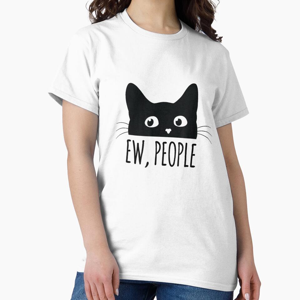 Ew People Introvert Cat Lover Funny Crazy Cat Lady by KTY-NUSS Unisex , , , Long Sleeve Tee