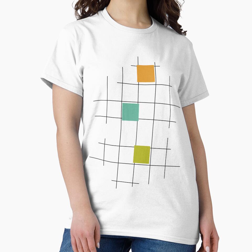 Turquise Green and Orange Squares and Lines by Orchard Berry