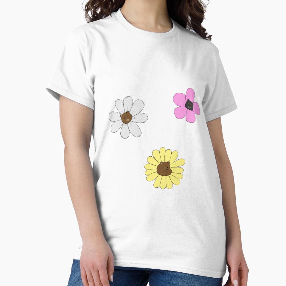 ฺBear face flower by Bearredhat Unisex , , , Long Sleeve Tee