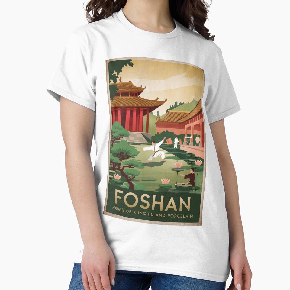 Foshan Vintage Travel Poster by TravelerRat Unisex , , , Long Sleeve Tee