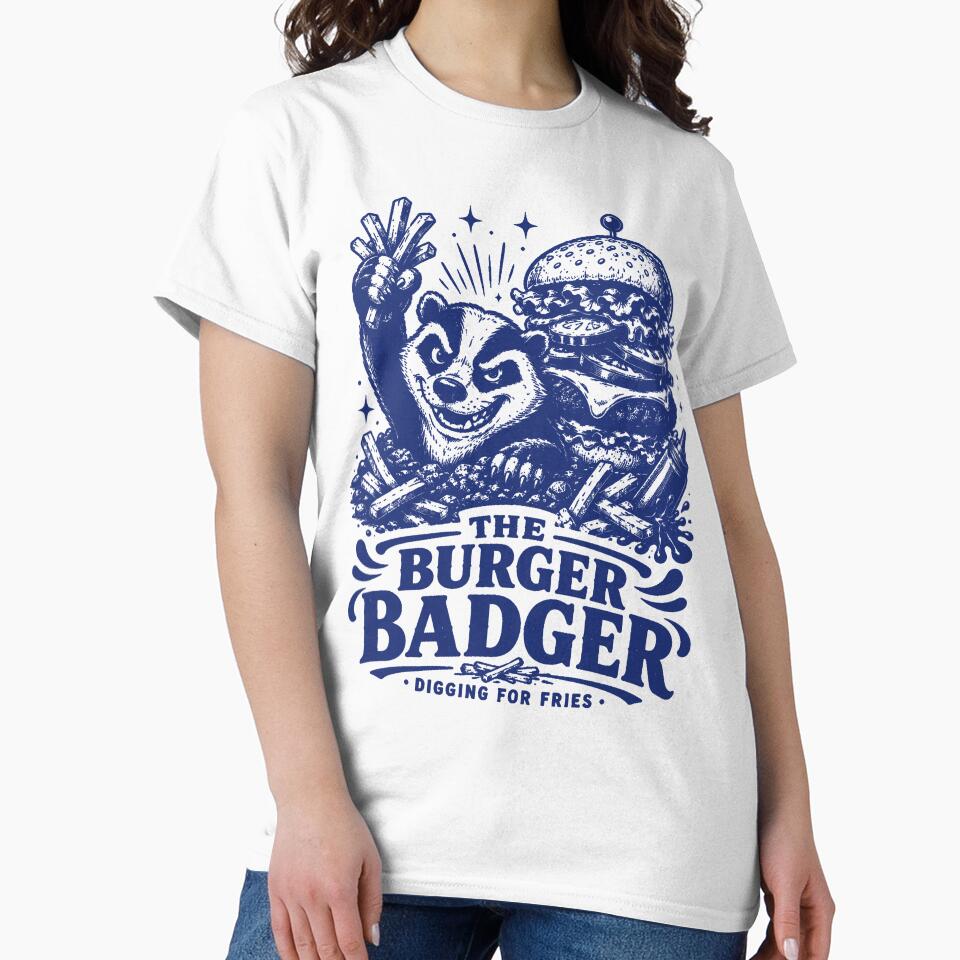 The Burger Badger Digging For Fries by 89shirts Unisex , , , Long Sleeve Tee