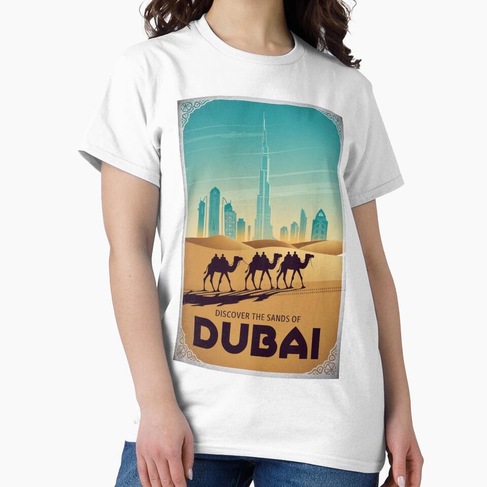 Dubai Vintage Travel Poster by TravelerRat Unisex , , , Long Sleeve Tee