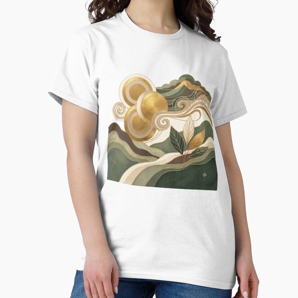 Golden Abstract Landscapes: Modern Minimalist Zen Art by Northern Glow Art