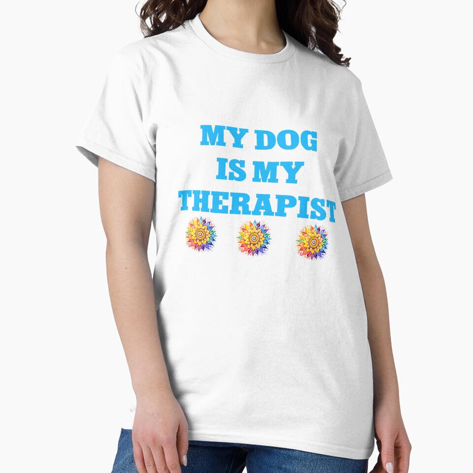 Funny My Dog Is My Therapist Mental Health Premium Tri-blend by RKdrawings Unisex , , , Long Sleeve Tee