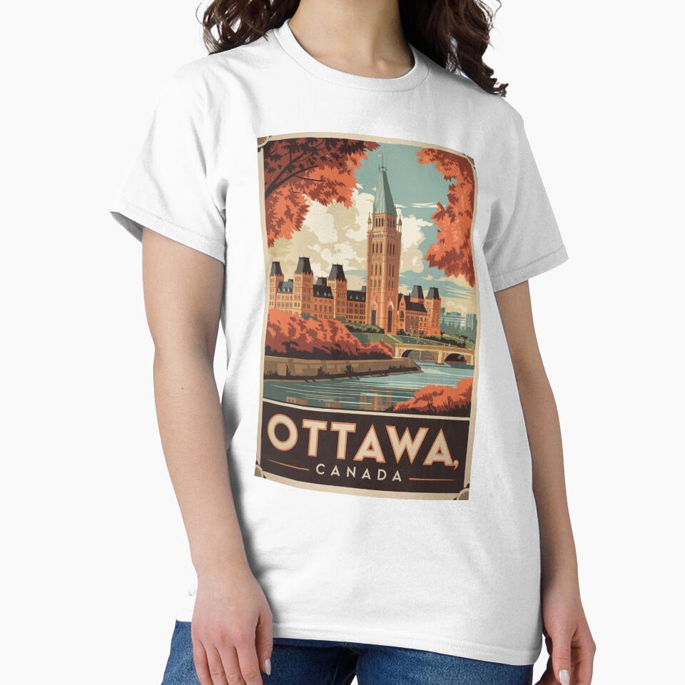 Ottawa Vintage Travel Poster by TravelerRat Unisex , , , Long Sleeve Tee