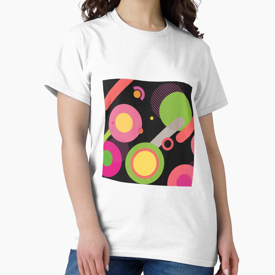 Colorful Circles and Overlapping Stripes on Black Background by SAZA CREATION 13