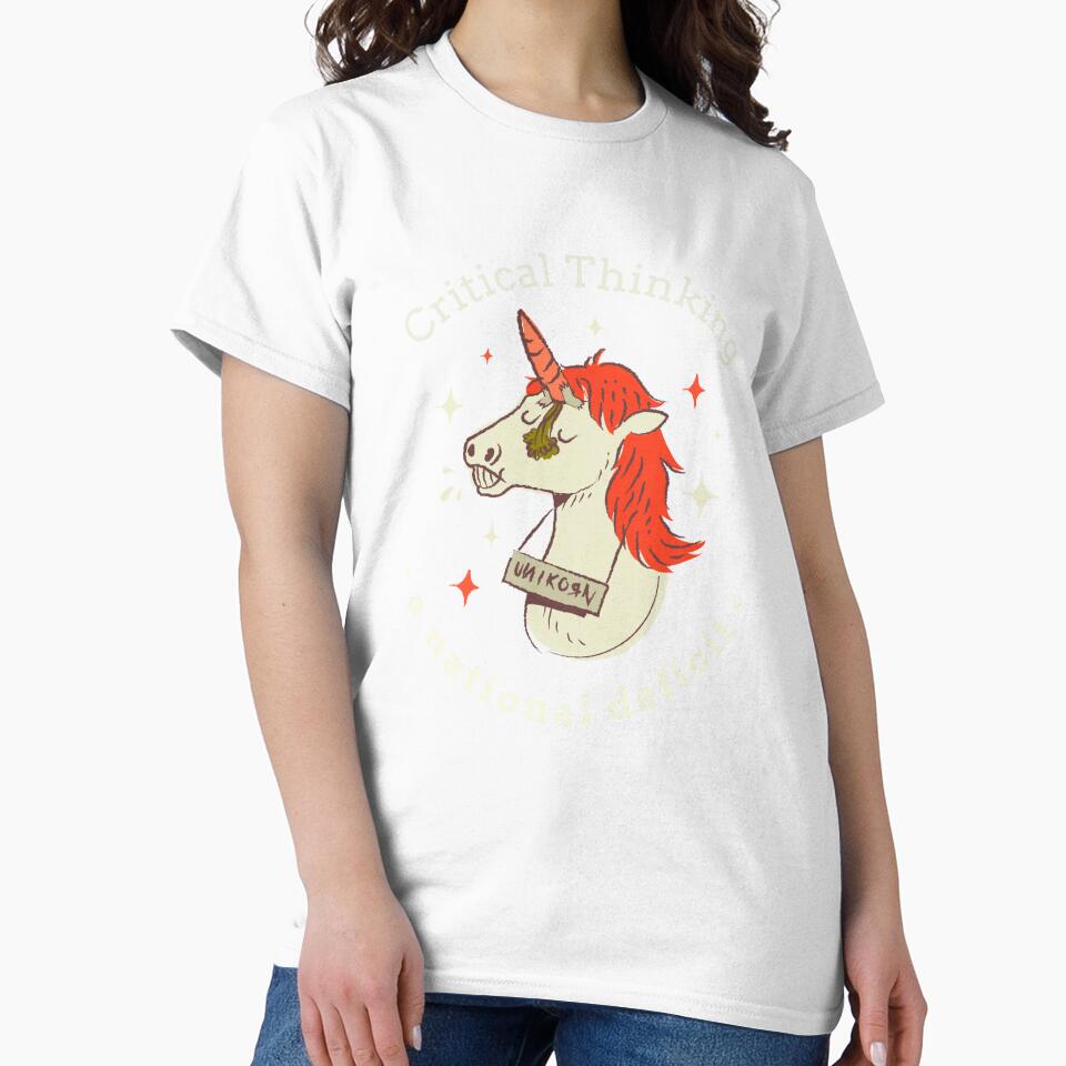 Critical Thinking Unicorn Design, Dark by bajrex Unisex , , , Long Sleeve Tee