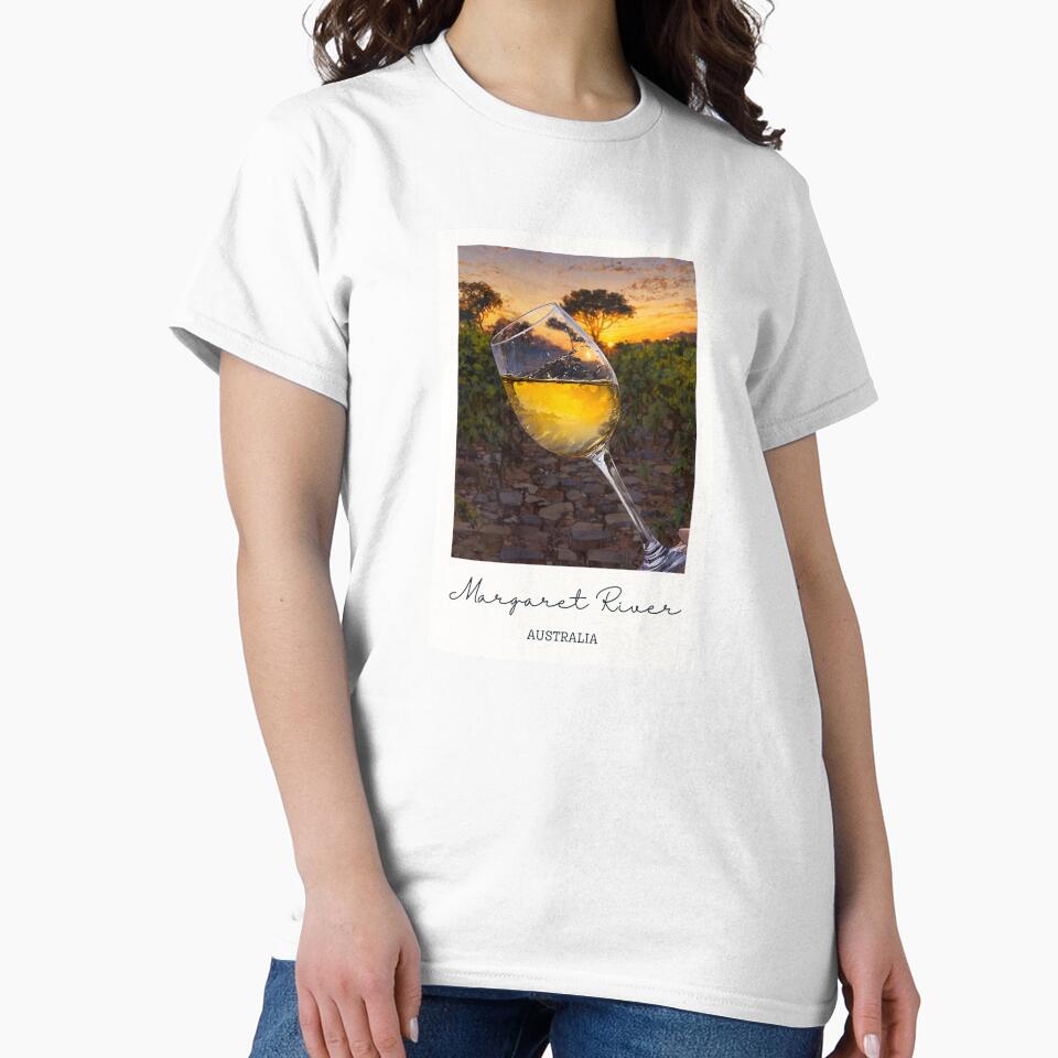 Margaret River White Wine Vineyard - Vintage Souvenir by twentytwo ART souvenir designs Unisex , , , Long Sleeve Tee
