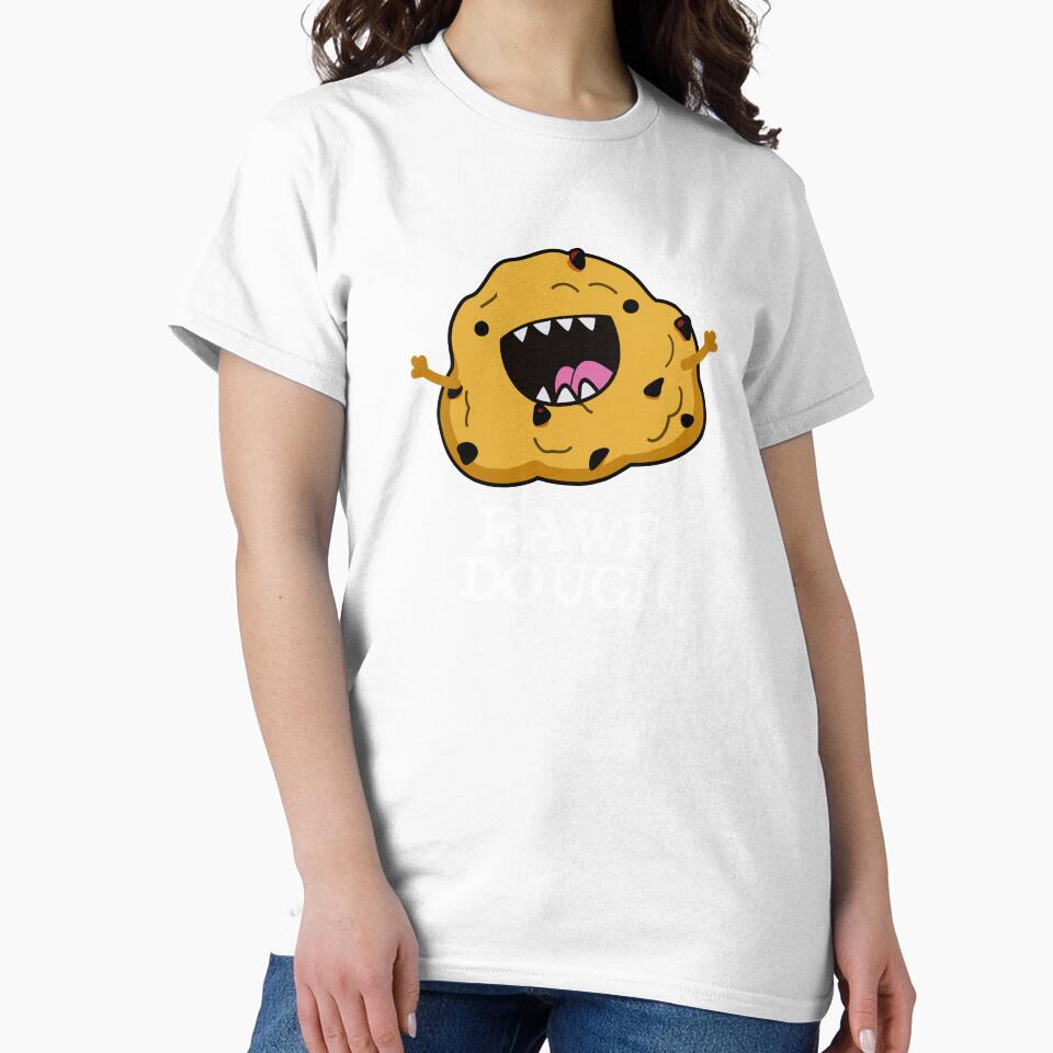 Rawr Dough Funny Raw Dough Food Pun (Dark BG) by punnybone Unisex , , , Long Sleeve Tee
