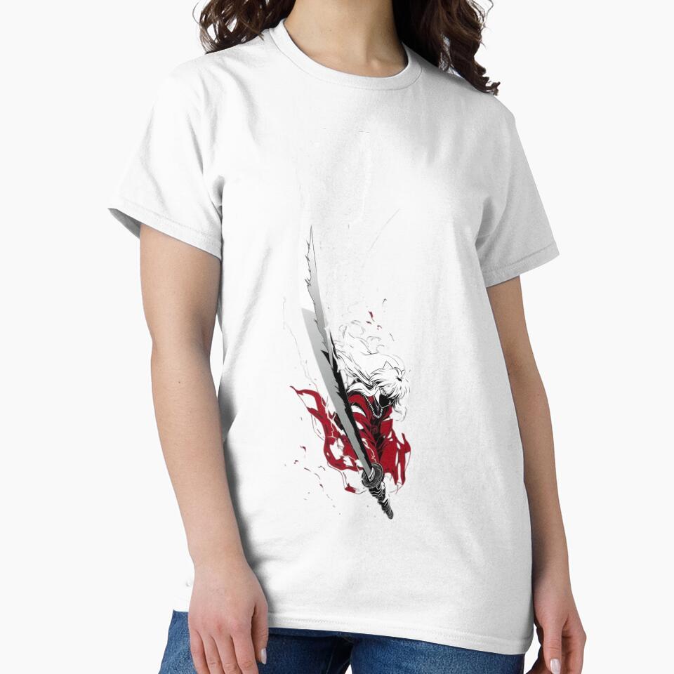 Inuyasha | White Hair Sword Fighter, Dark Aesthetic Manga Art by Dyan4 Unisex , , , Long Sleeve Tee
