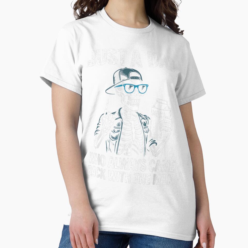 Funny Skeleton Dad Milk Joke Classic by Lilbahlil Unisex , , , Long Sleeve Tee