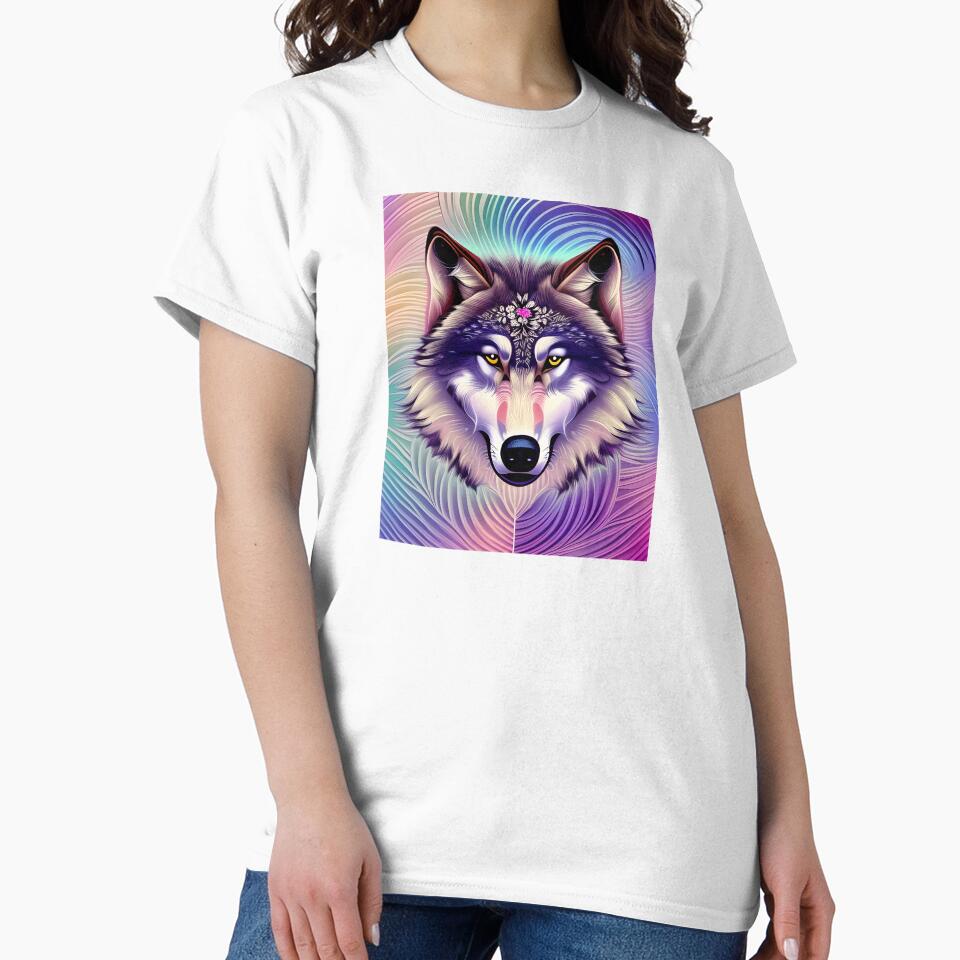 Psychedelic Pastel Wolf and Her Piercing Yellow Eyes by Stian Iversen