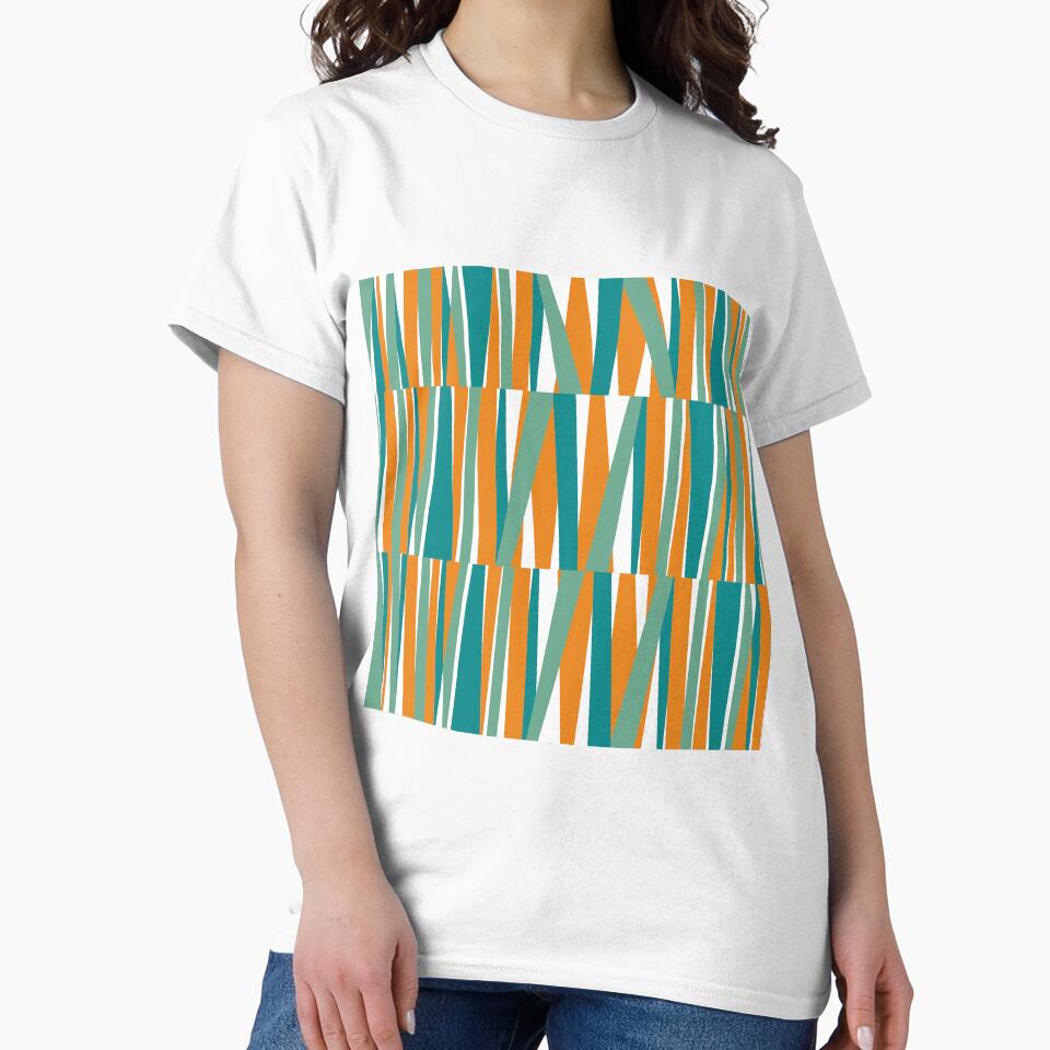Retro Angular Stripes Blue and Orange by QuestingPixel