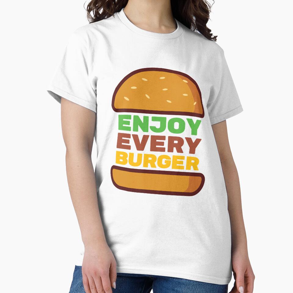 Enjoy Every Burger Text by OldDannyBrown Unisex , , , Long Sleeve Tee