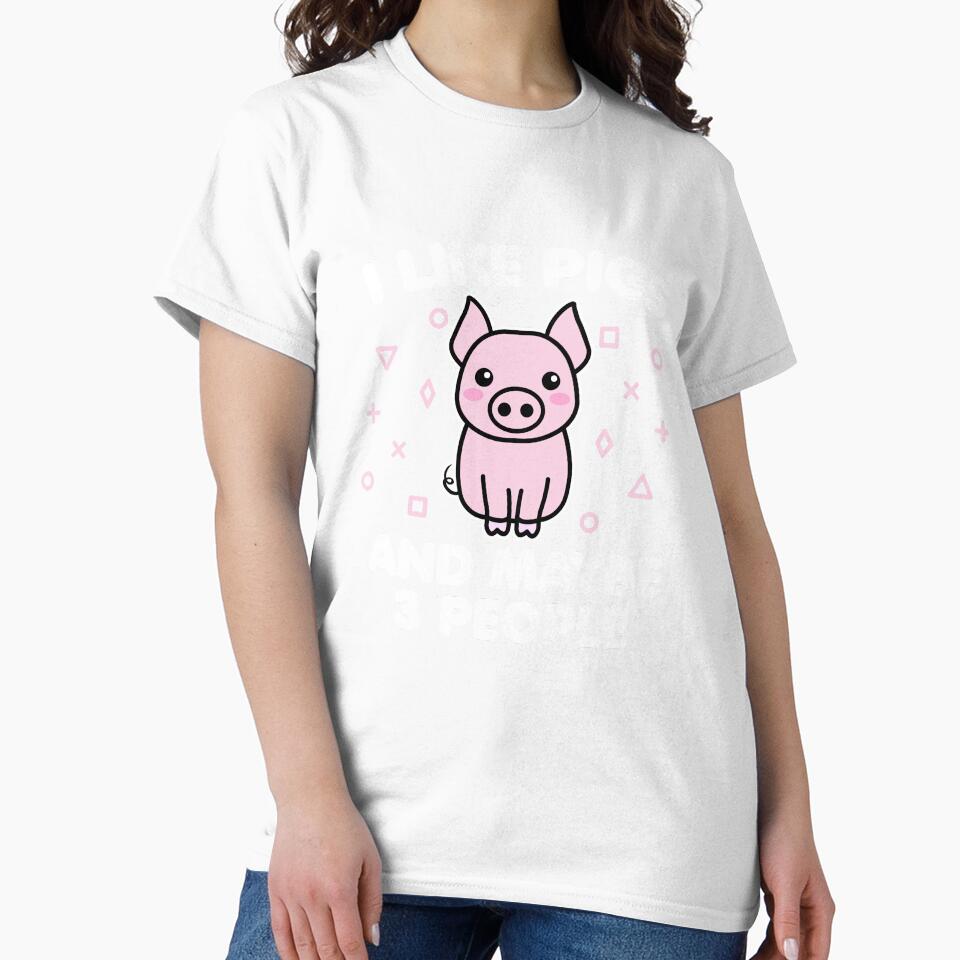 I like pigs and maybe 3 people by 23mangoes Unisex , , , Long Sleeve Tee