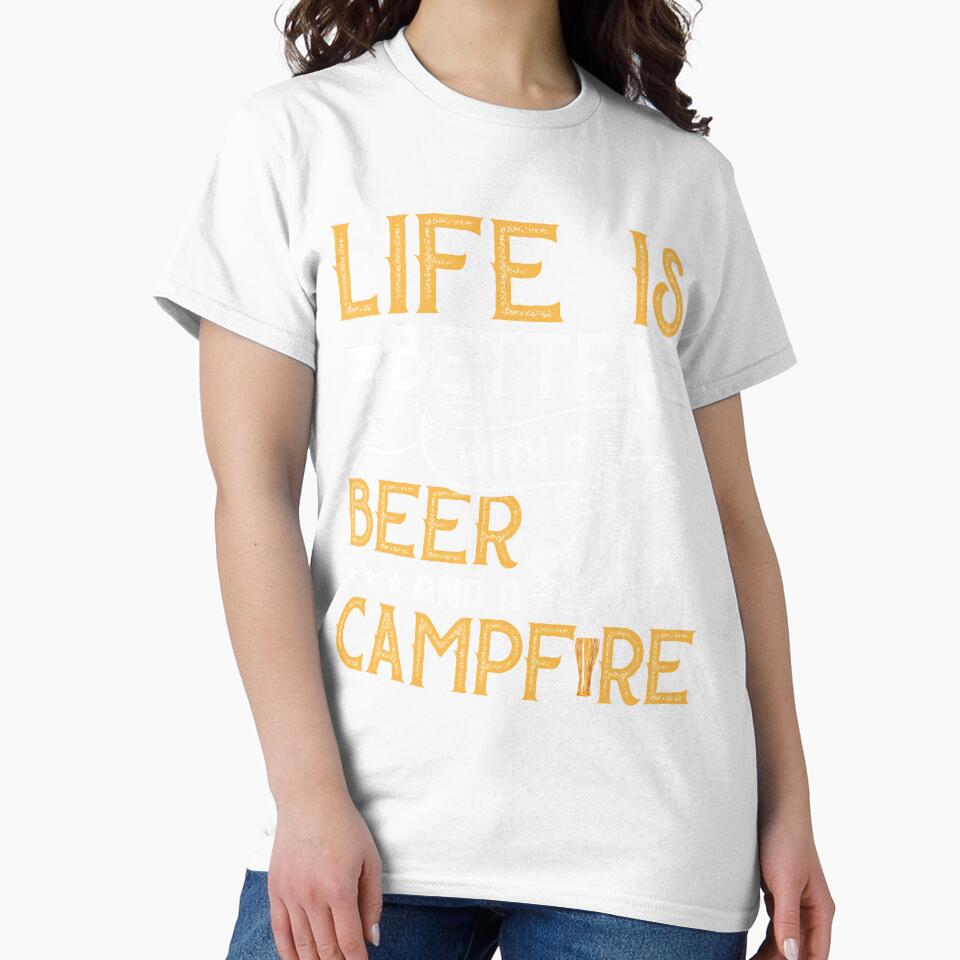 Camping Life is Better with Beer and Campfire by mmos Unisex , , , Long Sleeve Tee