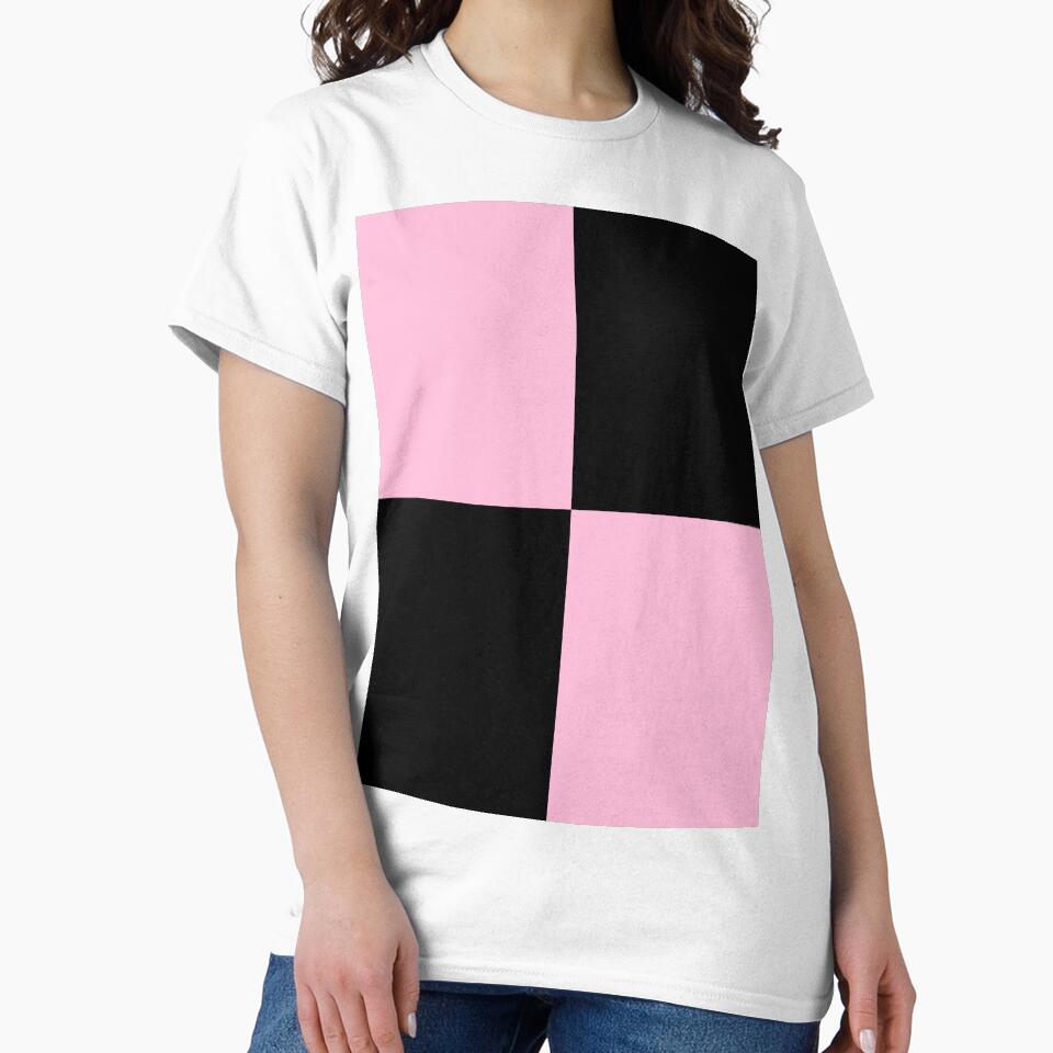 Quarters - Black and Cotton Candy Pink by JustPatterns2 Unisex , , , Long Sleeve Tee