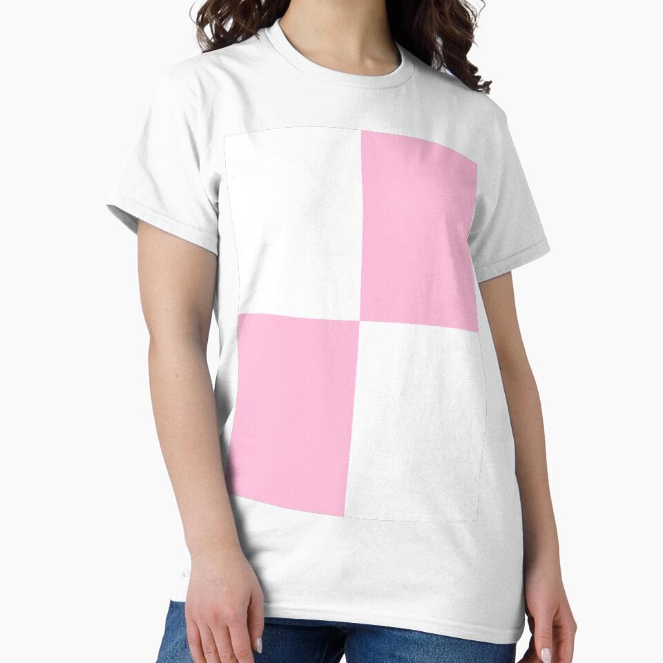 Quarters - White and Cotton Candy Pink by JustPatterns2 Unisex , , , Long Sleeve Tee