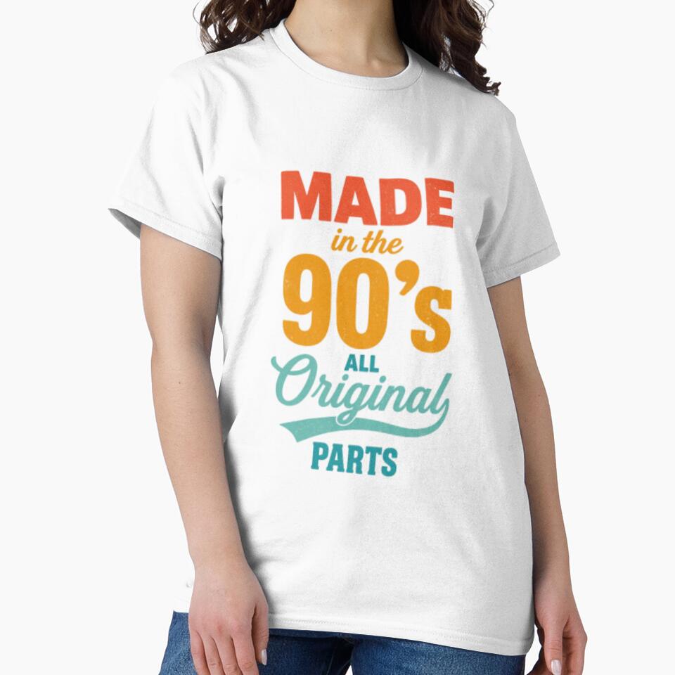 Made in the 90s All Original Parts | Retro 90s Birthday Graphic by HBDStudio Unisex , , , Long Sleeve Tee