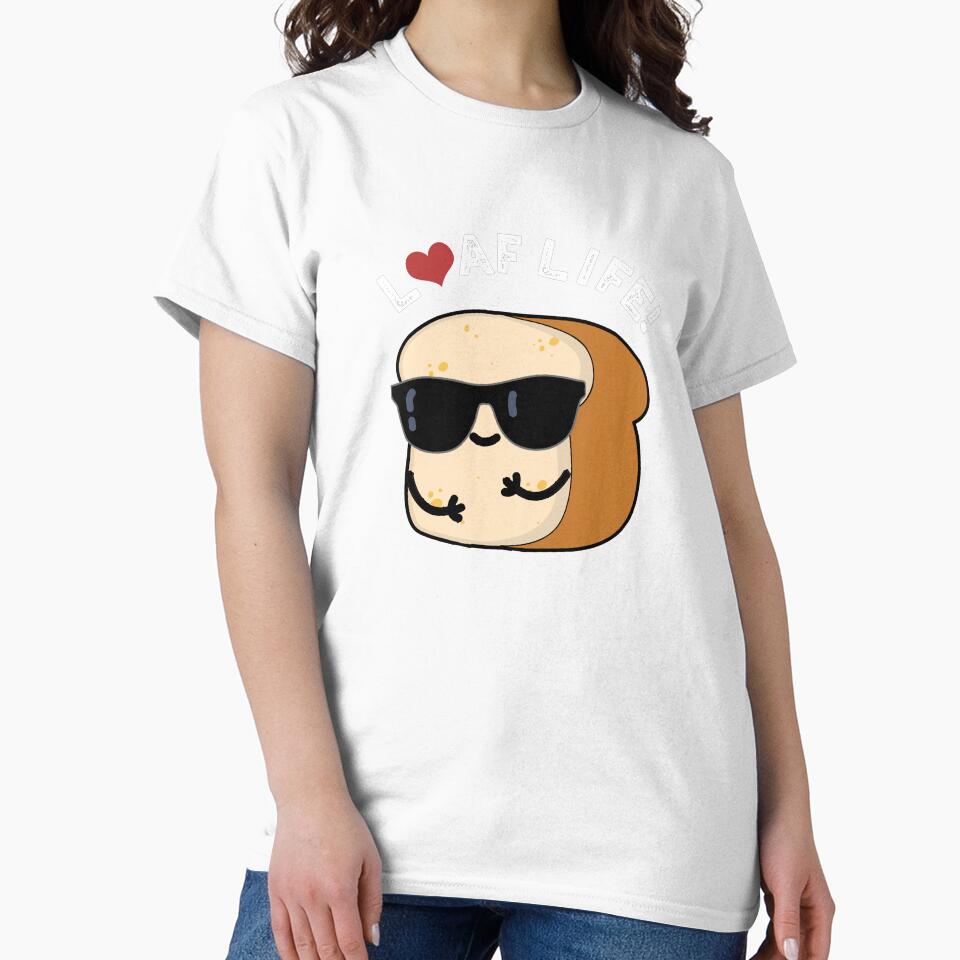 Loaf Life Funny Positive Bread Pun (Dark BG) by punnybone Unisex , , , Long Sleeve Tee