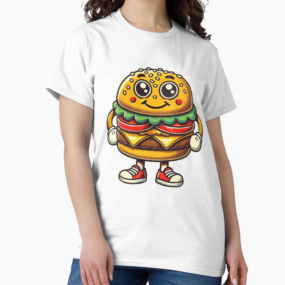 Hamburger Funny Retro Hamburger Lover by BlueBerry-Pengu Unisex , , , Long Sleeve Tee