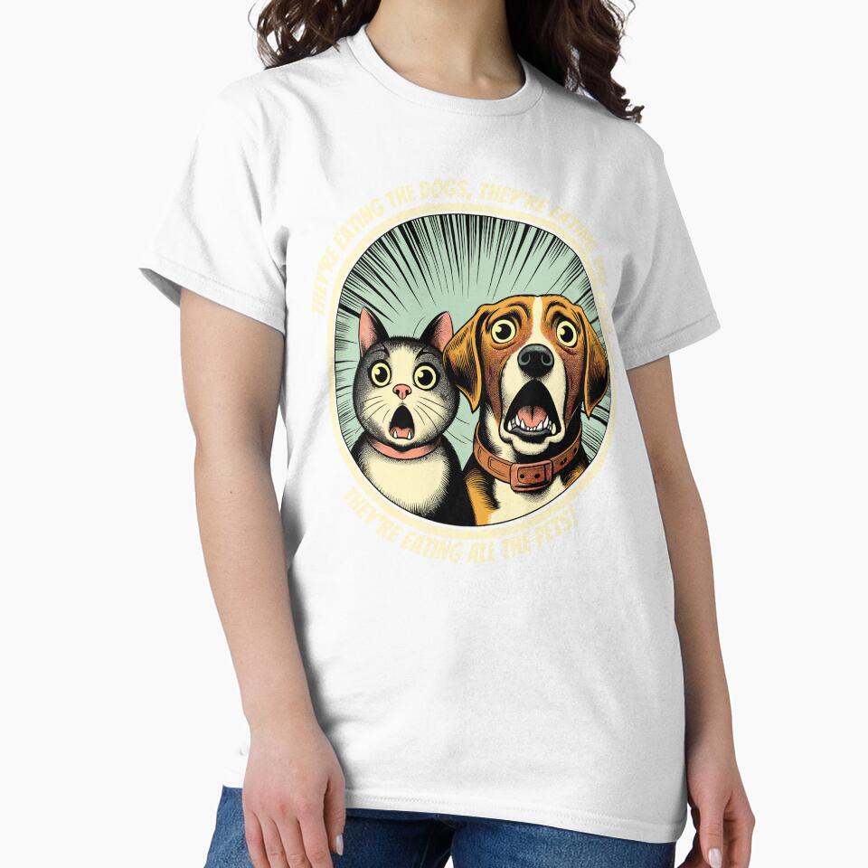 They're Eating The Dogs, Donald Trump Quote, Election 2024 by Roger-C Unisex , , , Long Sleeve Tee