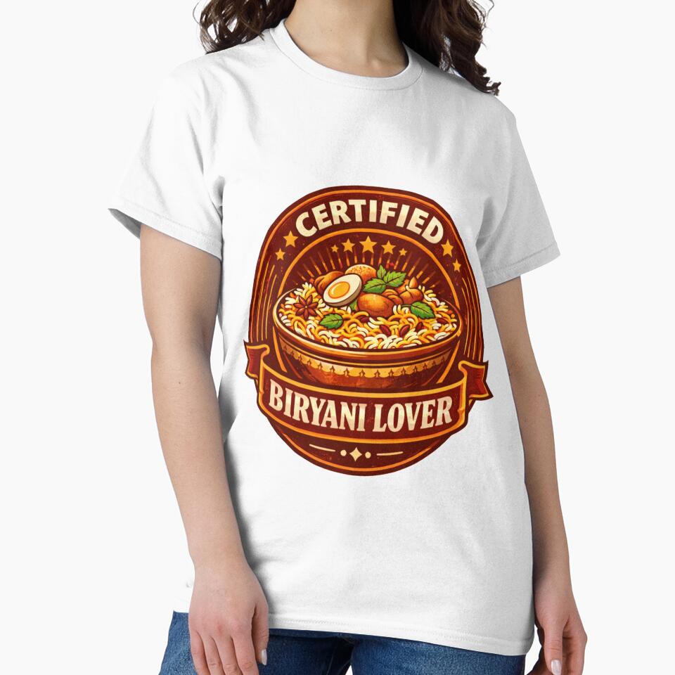 Certified Biryani Lover | Vintage Badge Indian Food Design | Funny Biryani Lover Gift Idea by Globalcitytees