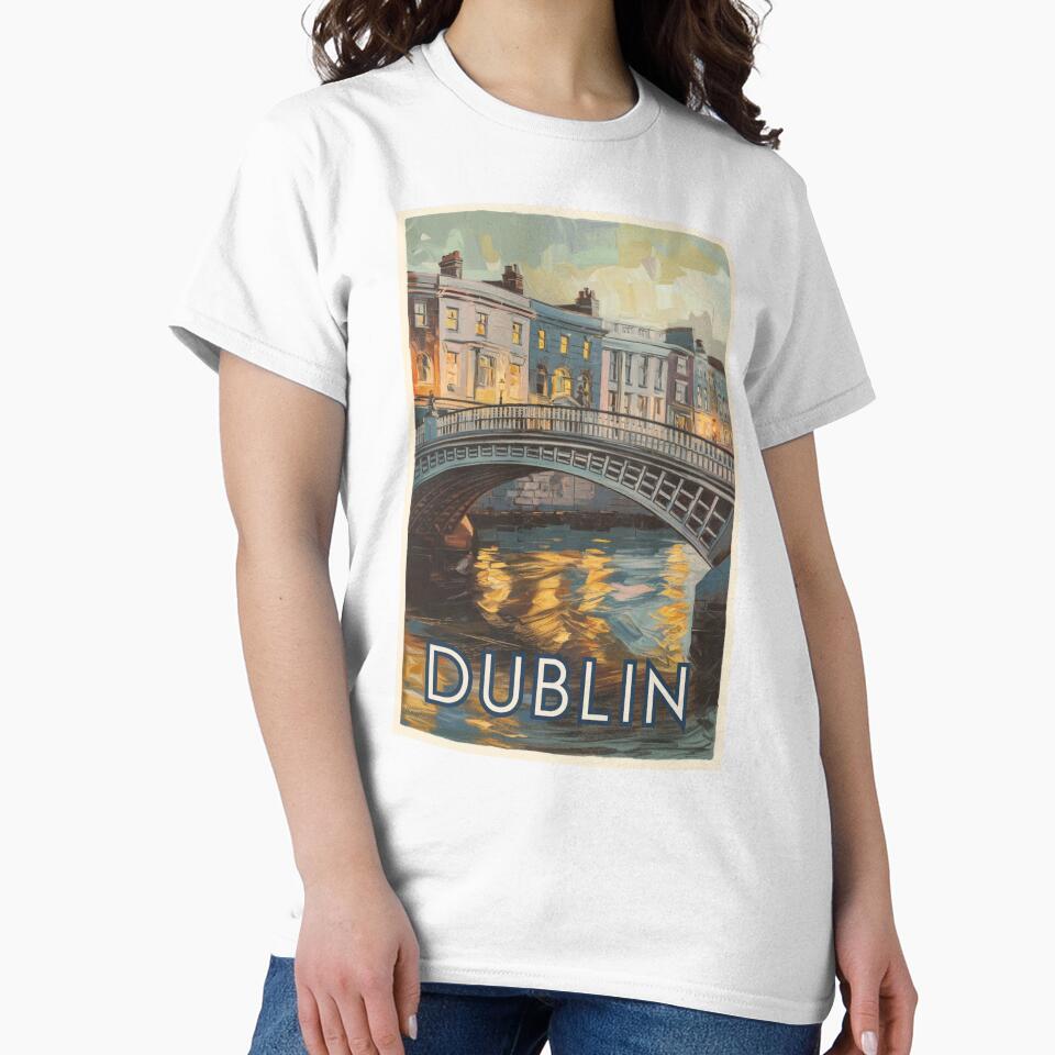 Dublin Vintage Travel Poster by TravelerRat Unisex , , , Long Sleeve Tee