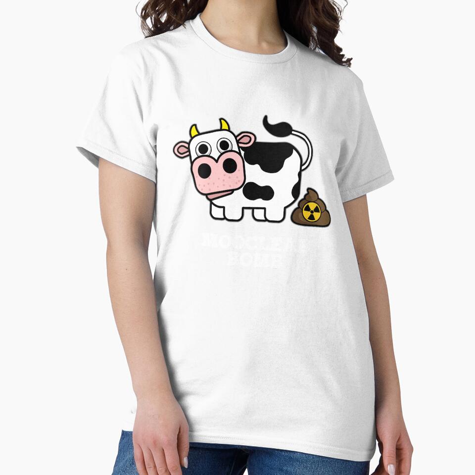 Mooclear Bomb Funny Cow Pun (Dark BG) by punnybone Unisex , , , Long Sleeve Tee