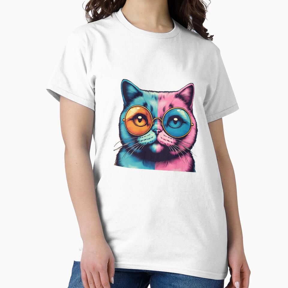 Pop-Art Cat: a colorful and fun illustration in the style of Andy Warhol. by MrGraffo Unisex , , , Long Sleeve Tee