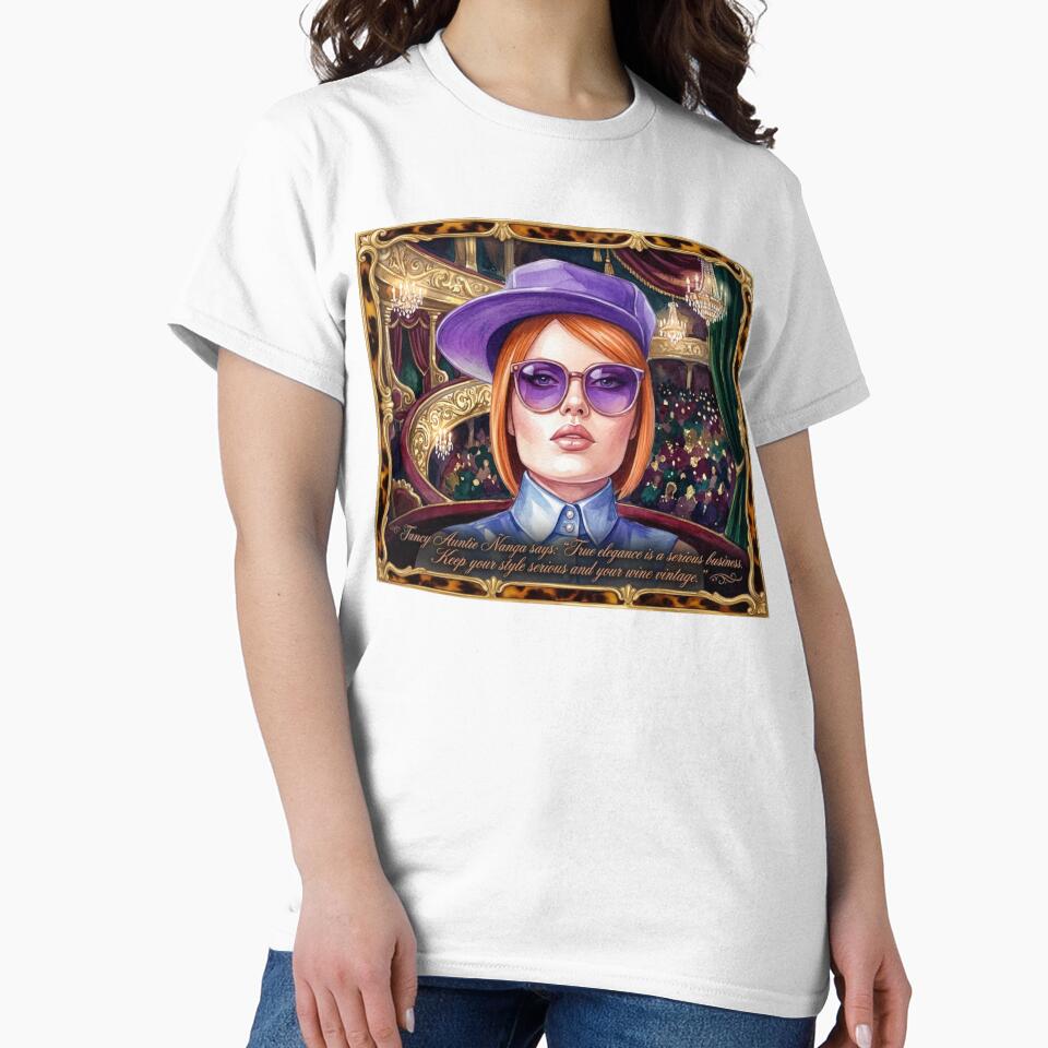 Fancy Auntie Ñanga True Elegance: Funny Wine & Theater Art by KabronX Unisex , , , Long Sleeve Tee