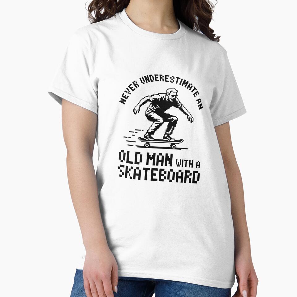 Pixel 8bit Graphic Dad With is Skateboard by 8bit Revival Shop Unisex , , , Long Sleeve Tee