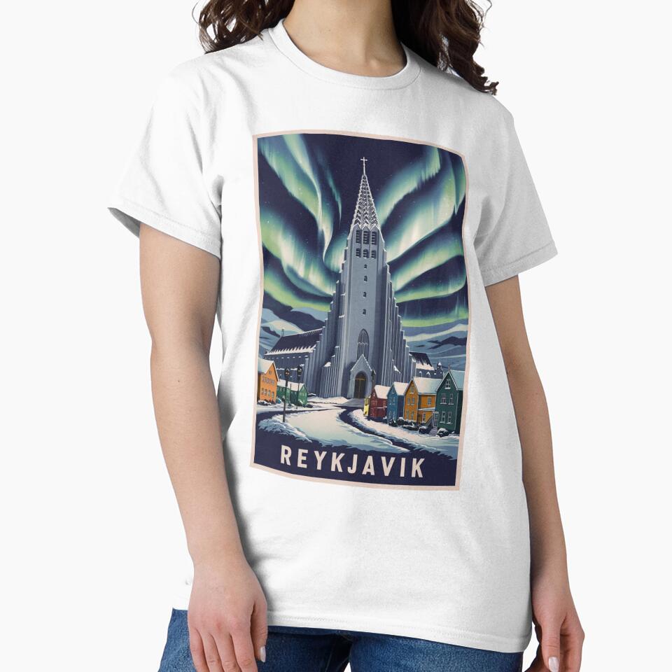 Reykjavik Vintage Travel Poster by TravelerRat Unisex , , , Long Sleeve Tee